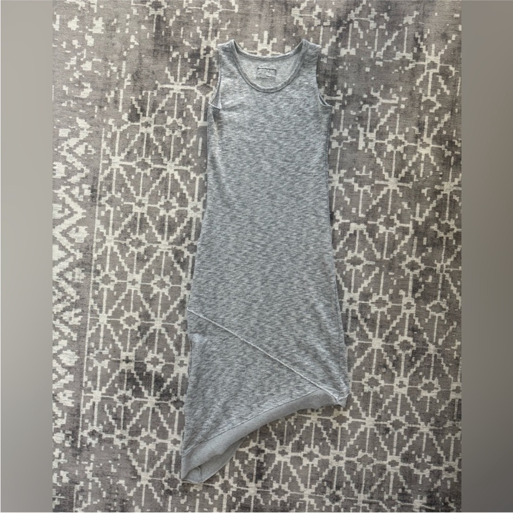 EUC S Gray Sleeveless Asymmetrical midi Dress scoop neck 100% cotton sleeveless